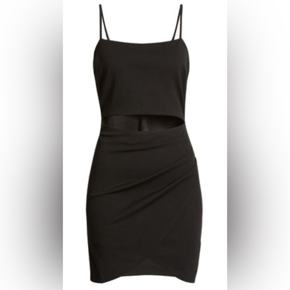 NWT Love Nickie Lew Black Mini Dress with Front Midriff Slit